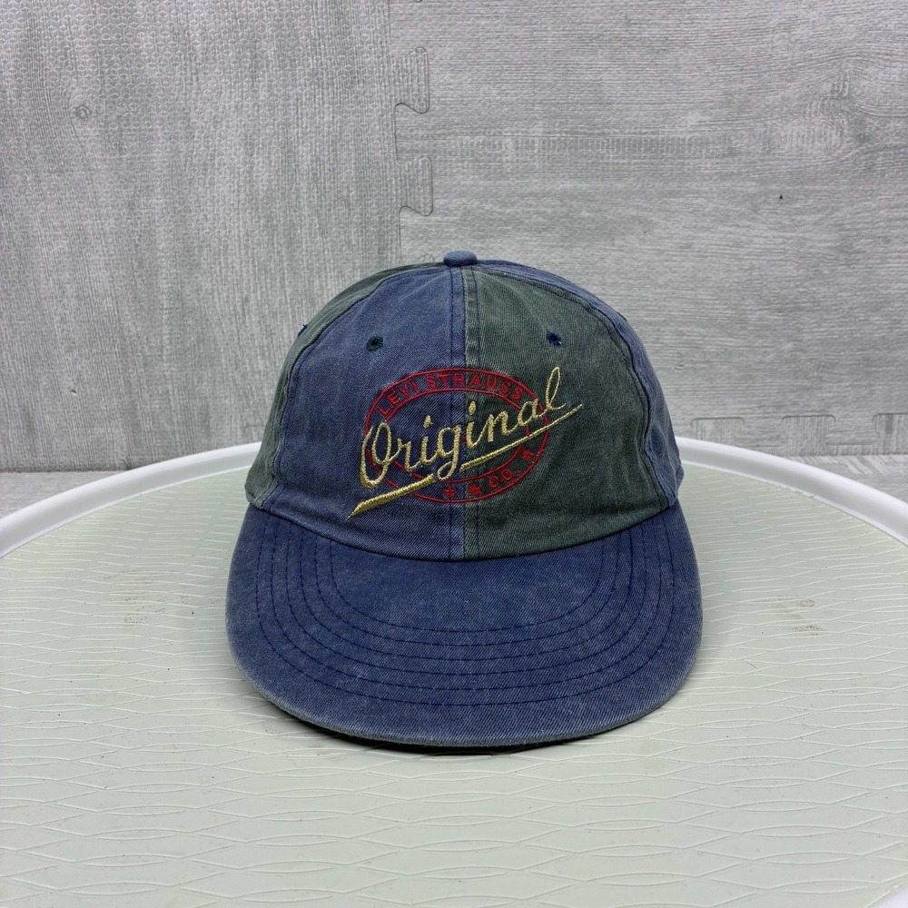 Vintage Levi's Hat Cap Snapback Green Blue Canvas Levi Strauss Original Two Tone